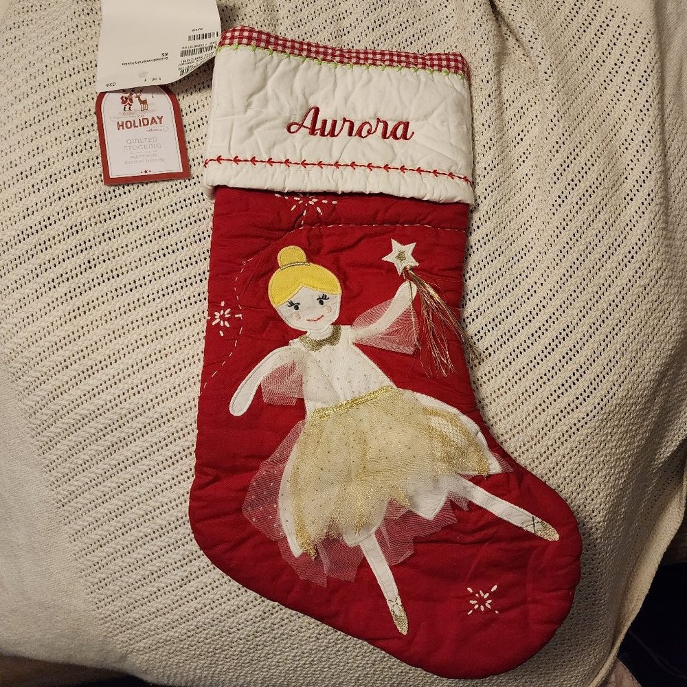 Pottery Barn Kids ballerina quilted Christmas stocking "Aurora"
